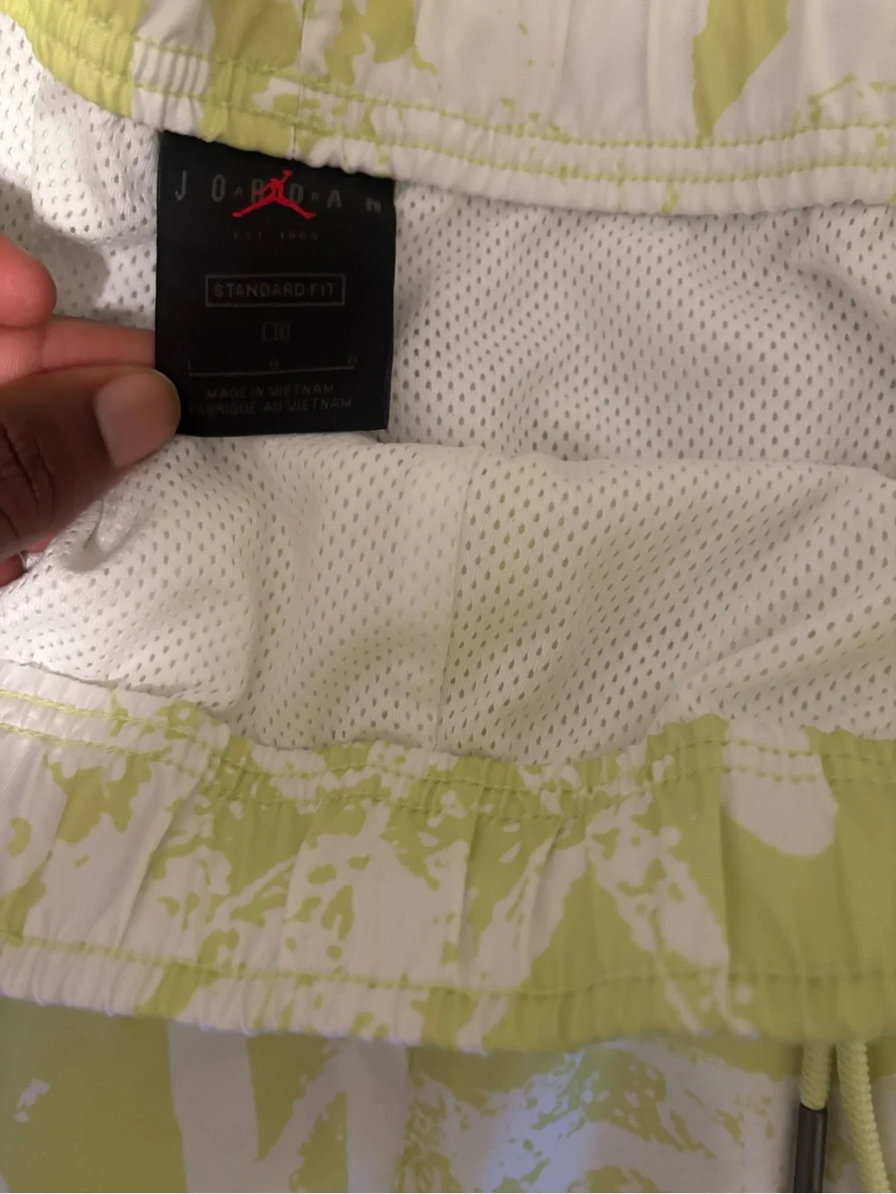 Jordan Men's Swim Trunks in Pale Yellow & White Abstract